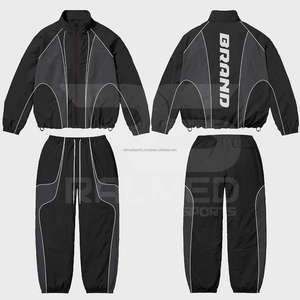 Newest Design Windbreaker Tracksuit DTF Logo 2 Piece Zipper <b>Jacket</b> and Trouser Set For Men's - Product Image 3