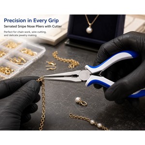 Serrated Snipe Nose Pliers with <b>Cutter</b> Precision Jewelry Making Tool ZetomedPro - Product Image 5