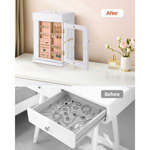 Organizador de Joyas Giratorio de 360 Grados con 4 Ganchos para Collares, Ventana Acrílica Espaciosa, Puerta Magnética Integrada, Caja para Joyas - Product Image 2
