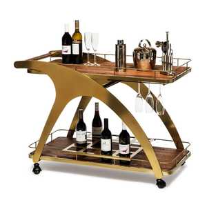Modern Rose Gold X-Frame Bar Cart 2 Tier Copper Finish Rolling <b>Serving</b> <b>Trolley</b> Luxury Mirrored Glass Beverage Wine Liquor Cart - Product Image 4