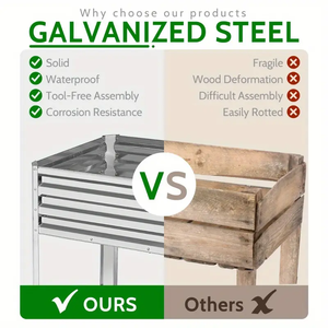 Lit de jardin surélevé en acier galvanisé avec pieds, grande jardinière extérieure en métal pour pots de fleurs et jardinières - Product Image 5