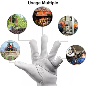 New Custom Design Industrial Work Safety Driving <b>Gloves</b> Durable Soft Natural White Premium Cowhide Leather Truck Driver <b>Gloves</b> - Product Image 4