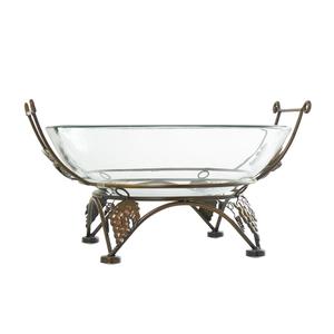 ชามผลไม้แก้ววินเทจพร้อมขาตั้งเหล็กดัดลายเถาวัลย์องุ่น - Product Image 4