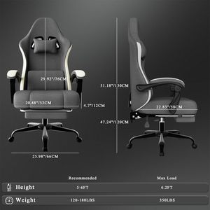 Sedia da Gaming Ergonomica Girevole con Cuscino a Molle Insacchettate, Tessuto Traspirante, Supporto Lombare Regolabile, Poggiapiedi per Computer - Product Image 2