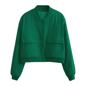 <b>Women</b> Cropped Baseball <b>Jacket</b> Fashion Letterman <b>Varsity</b> Supplier Wholesale USA - Product Image 1