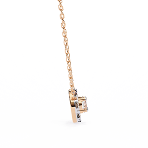 Collier pendentif en or jaune 14 carats avec diamant de laboratoire rond serti en griffe, design moderne Halo Cluster, bijoux fins - Product Image 4