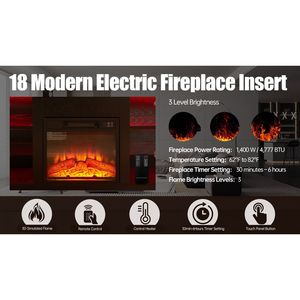 Mobile TV con Camino Elettrico, Ripiani in Vetro e Luci LED, Effetto Legno 3D, Presa USB, Arredamento Moderno per la Casa - Product Image 5