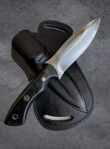 Couteau de chasse artisanal en acier A&M ENTERPRISES avec manche noir et étui en cuir, couteau de survie utilitaire - Product Image 4