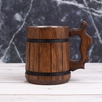 Jarra de Cerveza de Madera Vintage Tallada a Mano, Ecológica, con Acabado Pulido Espejo, para Café, Cerveza, Jugo, para Restaurantes, Venta al Por Mayor Personalizada