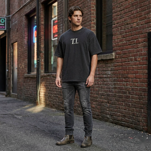 เสื้อยืดเฟรนช์เทอร์รี่เนื้อหนาสำหรับผู้ชาย |   ผ้าฝ้าย 100% 220 GSM ซักกรด ทรงวินเทจ ไหล่ตก ทรงบ็อกซี่สุดเท่ สไตล์ฮิปฮอป - Product Image 2