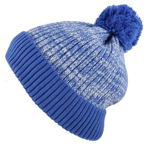 Gorro de Punto a Cuadros Azules con Pompón, Unisex, para Invierno - Product Image 6