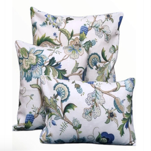 Funda de Cojín para Interiores con Estampado Floral Jacobean Azul Zafiro Verde - Product Image 1