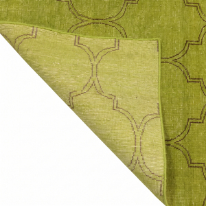 Tapis décoratif DECORDEC en laine vert olive, motif quadrifoliaire, antidérapant, écologique, pour salon, hôtel, villa - Product Image 5