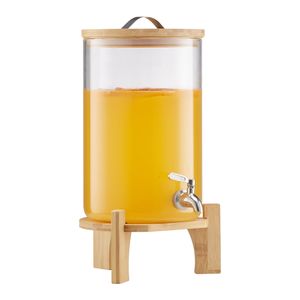 Distributeur de boissons en verre de 2,2 gallons avec support en bois et robinet en acier inoxydable pour les fêtes - Product Image 1