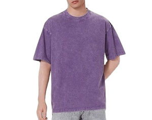 Camiseta de corte cropped y holgado, estilo boxy, oversize, con hombros caídos, vintage, lavado ácido, transpirable, de tejido grueso, lisa, en oferta - Product Image 2