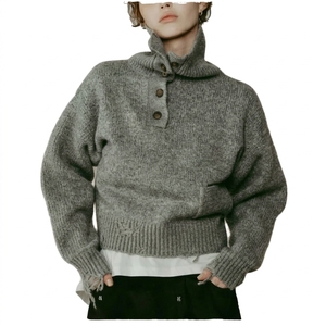 Pull en tricot à col en V pour femme, logo personnalisé, manches longues, pull décontracté d'hiver, fournisseur en gros de marques privées - Product Image 6
