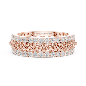 Anillo floral de oro rosa para mujer, anillo de eternidad con cristales de lujo, regalo de joyería de moda para aniversario de boda - Product Image 5