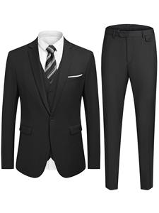 Ensemble de costume respirant pour homme, couleur bordeaux, avec chemise blanche et cravate noire, pour uniforme de bureau d'entreprise, adultes - Product Image 4