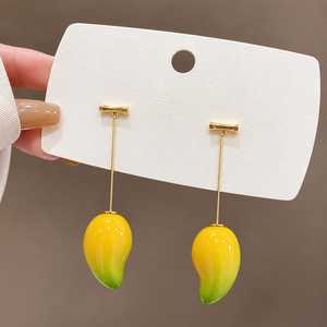 Pendientes Colgantes con Forma de Mango Verde Amarillo, Joyería de Moda para Mujer - Product Image 2