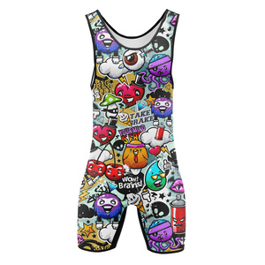 Maillot de lutte unisexe à imprimé dessin animé, tendances classiques, sublimé, ajusté, sans manches, anti-humidité, respirant, été-printemps - Product Image 2