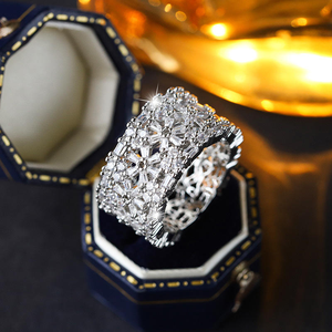 Iced Out Moissanite Diamond <b>Ring</b> 925 <b>Silver</b> Wide Band Baguette Round Cut Luxury <b>Statement</b> <b>Ring</b> - Product Image 2