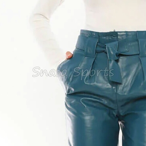 Wholesale OEM Custom Logo 100% Genuine Leather Shorts for Men & Women Breathable Adult Cotton-Lined Shorts - Product Image 6