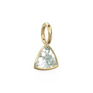 Prasiolita de 5 mm, colgante de oro amarillo macizo de 14k con bisel, accesorio de joyería / Piedra de nacimiento de febrero / Amatista verde con corte trillón - Product Image 2