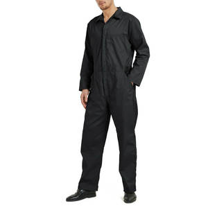 Combinaison de travail haute visibilité pour homme, en polyester noir durable, avec plusieurs poches, uniforme de chantier, vêtements industriels - Product Image 1