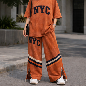 Survêtement unisexe tendance en polaire tissée respirante avec sweat à capuche et t-shirt, style streetwear - Product Image 3