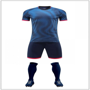 Men's Soccer Uniform Set <b>Short</b> Sleeve Crew Neck Gradient Blue Black <b>Shorts</b> Moisture Wicking Spandex/Cotton Breathable Front - Product Image 4