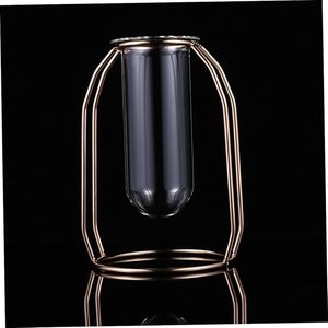 Vase en verre créatif pour hydroponie avec cadre métallique pour la décoration de la maison et du bureau - Jardinière pour tulipes, roses, branches - Product Image 3