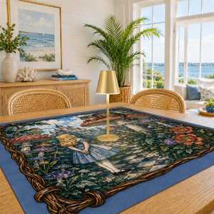 Tapis de Mahjong Littéraire <span class=keywords><strong>Alice</strong></span> <span class=keywords><strong>au</strong></span> <span class=keywords><strong>Pays</strong></span> <span class=keywords><strong>des</strong></span> <span class=keywords><strong>Merveilles</strong></span>, Accessoires de Mahjong Chat du Cheshire, Tapis de Forêt, Housse de Protection de Table, LIVRAISON EN RULON - Product Image 6