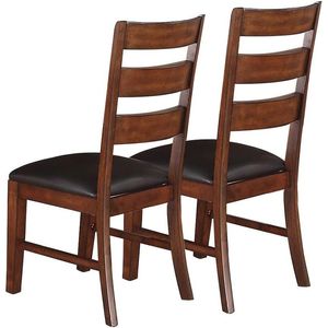 Set di 2 Sedie da Pranzo in Noce Anticato con Schienale a Scala e Cuscini, in Legno Massello, Stile Elegante Anticato - Product Image 3
