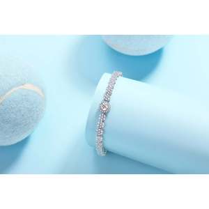 Pulsera de tenis de lujo de plata de ley 925 con baño de rodio y moissanita en forma de hexágono |   Joyería Fina Ajustable con Certificación GRA - Product Image 2