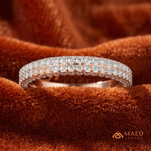 Anillo de Diamantes Creados en Laboratorio |   Anillo de aniversario de oro rosa macizo |   Elegante Anillo de Compromiso de Doble Hilera | Joyería de Moissanita, Regalo para Ella - Product Image 2