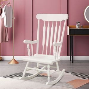 Fauteuil à bascule en bois massif pour jardin et terrasse, mobilier d'extérieur haut de gamme - Product Image 6