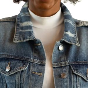 Chaqueta Vaquera Pretty Poodle para Mujer, Abrigo Azul Vaquero con Gráficos de Chenille, Estilo Casual Urbano de Hermandad Griega - Product Image 4