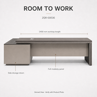 Bureau de direction moderne ArchieLeap avec armoire latérale 2400 mm, panneau en bois bicolore, mobilier de direction ZQR-00036