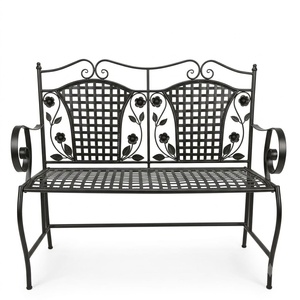 Weatherproof Powder Coated Wrought Iron European Design Park <b>Bench</b> Custom Hand Forged <b>Metal</b> <b>Garden</b> Long Chair 2-Seater - Product Image 1