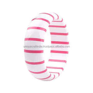 Linear Luxe Resin <b>Bangle</b> Set Premium Wholesale Collection Minimalist Pearl Jewelry Intricate Line Patterns Fashionable Weddings - Product Image 1