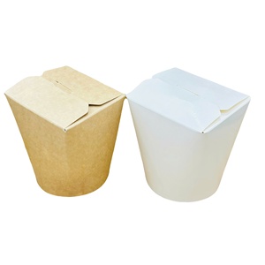 Biodegradable Food Grade Eco-friendly 2-Layer Flexo <b>Printed</b> Cylinder Self Erecting Kraft Paper Disposable Lunch & Bento Box - Product Image 1
