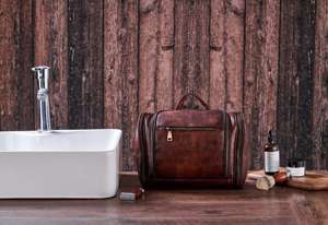 Genuine Leather Toiletry Bag Mens Dopp <b>Kit</b> Travel Wash Bag <b>Shaving</b> <b>Kit</b> Pouch Waterproof Lining Wholesale Shop TYG-0136 - Product Image 2