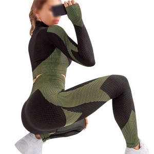 High Quality Sports Outfit Scrunch <b>Leggings</b> and Bra Long Sleeve Active Yoga Wear Women's Sets2 piece set women - Product Image 3