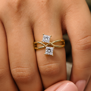 Luxury 14K Gold Toi Et Moi Ring Lab Grown Diamond Princess Cut 0.50 Carat Two Stone <b>Infinity</b> Engagement Rings Wedding Rings - Product Image 2