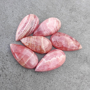 Cabochon en rhodochrosite naturelle, forme goutte d'eau, dos plat, pierre précieuse calibrée, pour la fabrication de bijoux - Product Image 1