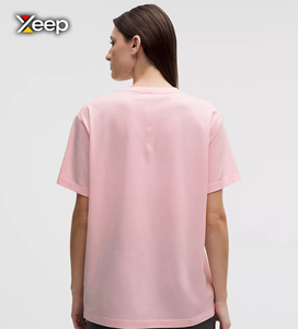เสื้อยืดคอกว้างปักลาย XEEP สำหรับผู้หญิง สวมใส่สบาย ระบายอากาศได้ดี น้ำหนักเบา เหมาะสำหรับออกกำลังกาย ผลิตจากผ้าถักผสมสแปนเด็กซ์/คอตตอน ทรงหลวม - Product Image 2