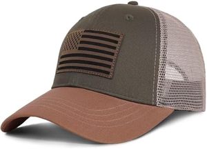 Gorra Trucker con Parche de Bandera Americana Personalizada, Visera Verde Oliva, Parte Trasera de Malla Premium, Venta al Por Mayor Directa de Fábrica - Product Image 2