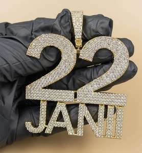 Pendentif personnalisé avec nom et logo, pendentif serti de diamants, pendentif lettre en diamant Moissanite VVS, argent 925 plaqué or, bijoux Hip Hop - Product Image 1