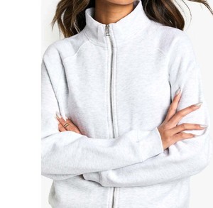 Sudadera con Capucha Unisex Gris Claro con Cierre, Corte Regular, Mezcla de Poliéster y Algodón, Tejido de Punto, Color Sólido, Diseño Casual con Bolsillos, Ropa de Otoño - Product Image 2
