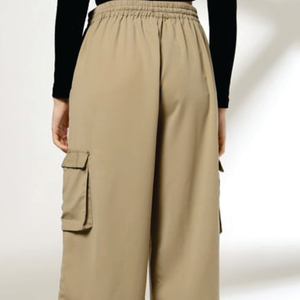 Pantalones Cargo de Cintura Alta para Mujer, Color Sólido, Cintura Elástica, Corte Holgado, Largos, Casuales, de Lona Transpirable - Product Image 3